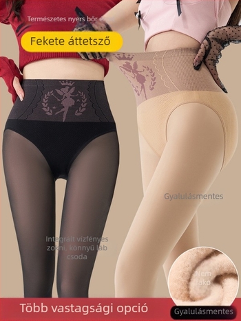 Nylon leggings fleece-béléssel, magas derekú, vast anyagú, egy darabból