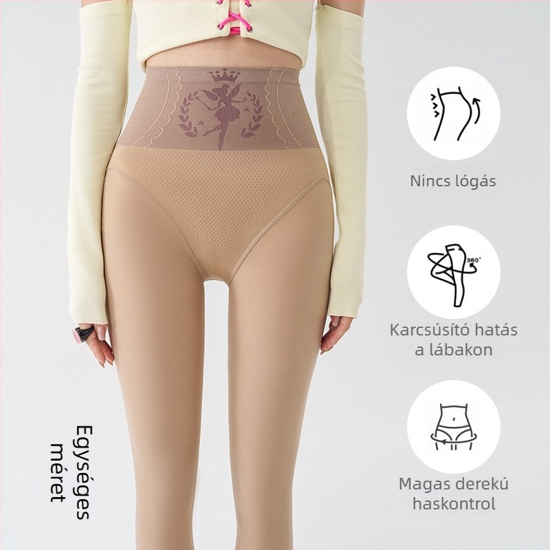 Nylon leggings fleece-béléssel, magas derekú, vast anyagú, egy darabból