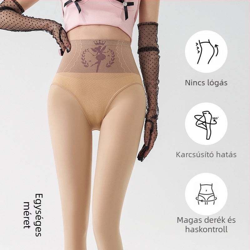 Nylon leggings fleece-béléssel, magas derekú, vast anyagú, egy darabból