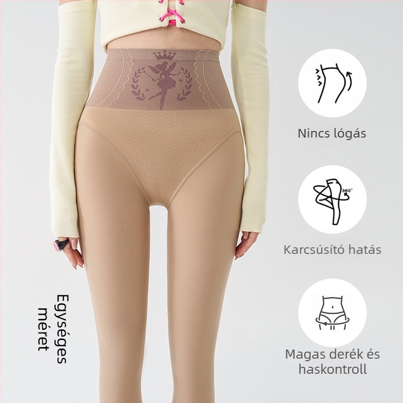 Nylon leggings fleece-béléssel, magas derekú, vast anyagú, egy darabból