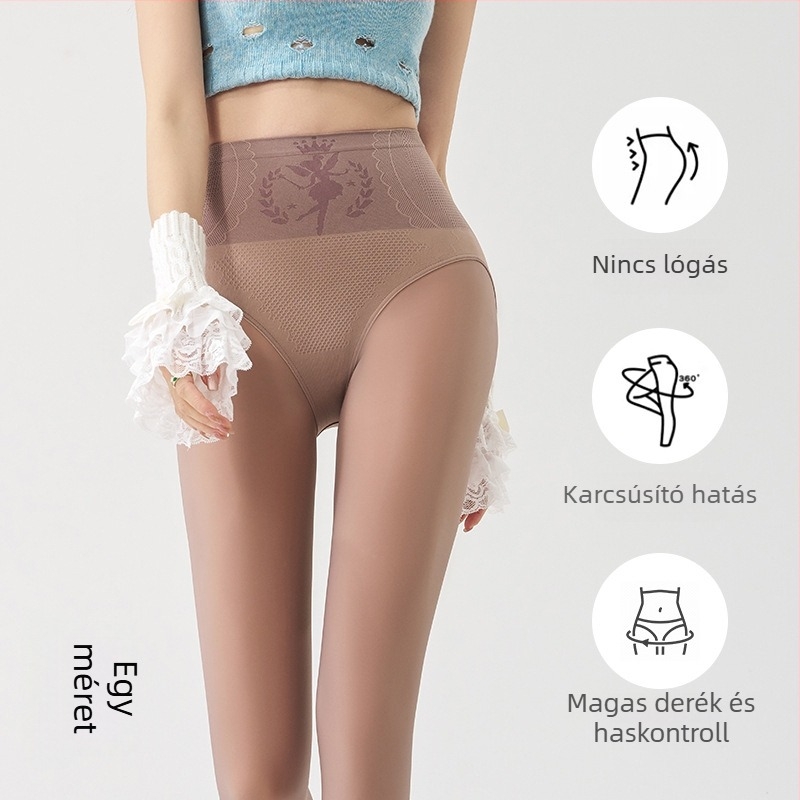 Nylon leggings fleece-béléssel, magas derekú, vast anyagú, egy darabból