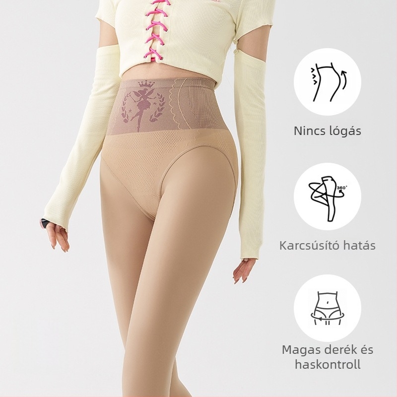 Nylon leggings fleece-béléssel, magas derekú, vast anyagú, egy darabból