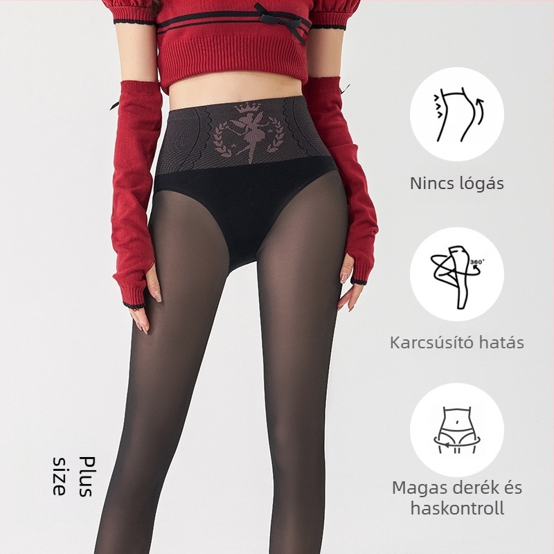 Nylon leggings fleece-béléssel, magas derekú, vast anyagú, egy darabból