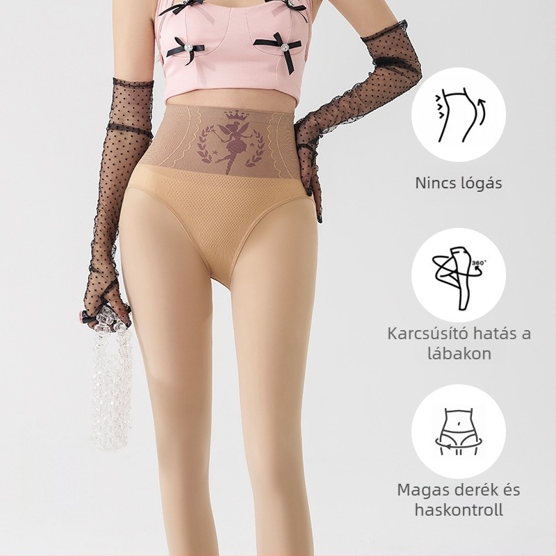 Nylon leggings fleece-béléssel, magas derekú, vast anyagú, egy darabból