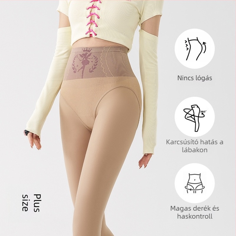 Nylon leggings fleece-béléssel, magas derekú, vast anyagú, egy darabból