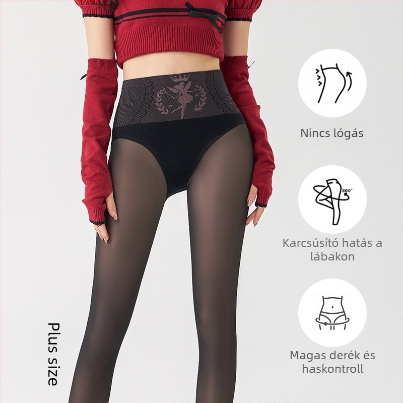 Nylon leggings fleece-béléssel, magas derekú, vast anyagú, egy darabból