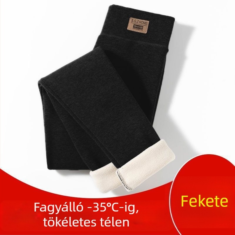 Női vastag fleece-betétes termoszövetes leggings, magas derekú, karcsúsító fazon, meleg télre