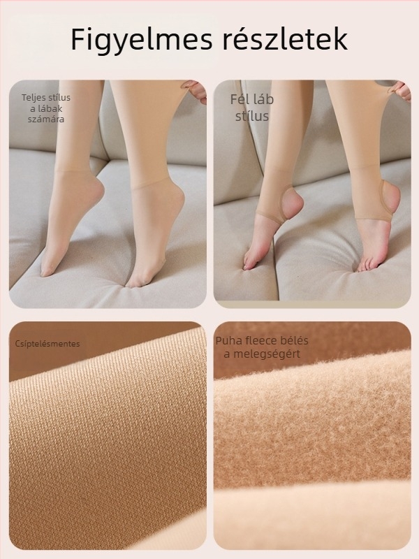 All-in-One harisnyanadrág nylon/elastánból, vastag, meleg, őszi–téli 2024, integrált láb
