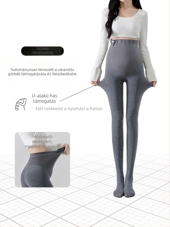 Kismama pamut leggings fleece béléssel, őszi meleg