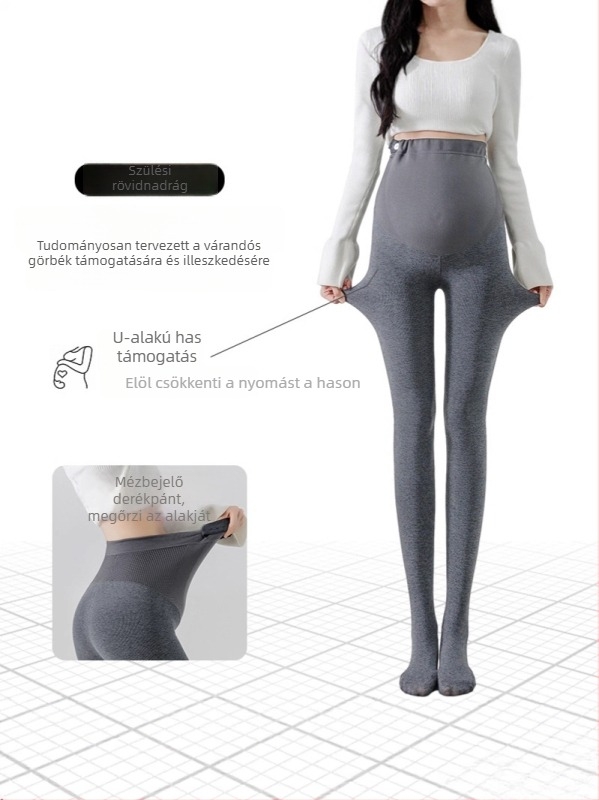 Kismama pamut leggings fleece béléssel, őszi meleg