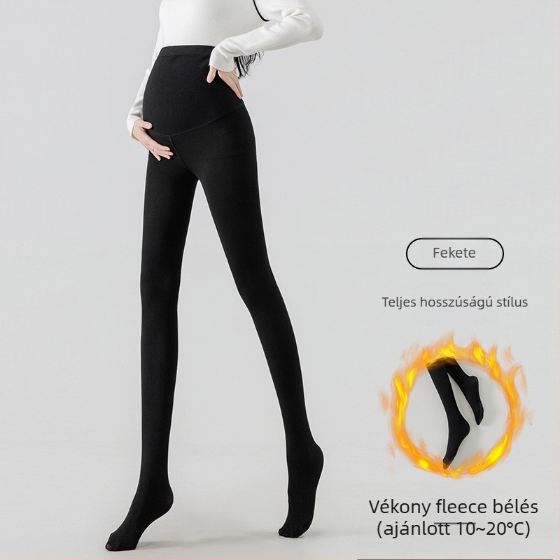 Kismama pamut leggings fleece béléssel, őszi meleg
