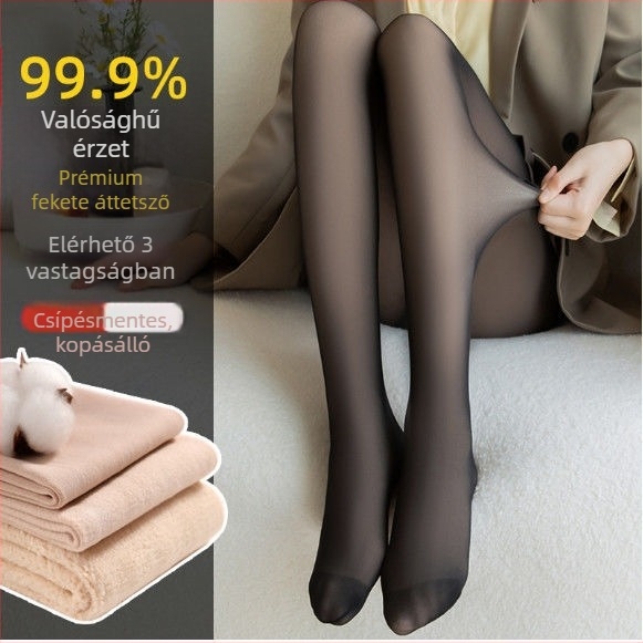 Fleece-béléssel bélelt harisnyanadrág, vastag, egyszínű, akril keverék 70–80% poliészter