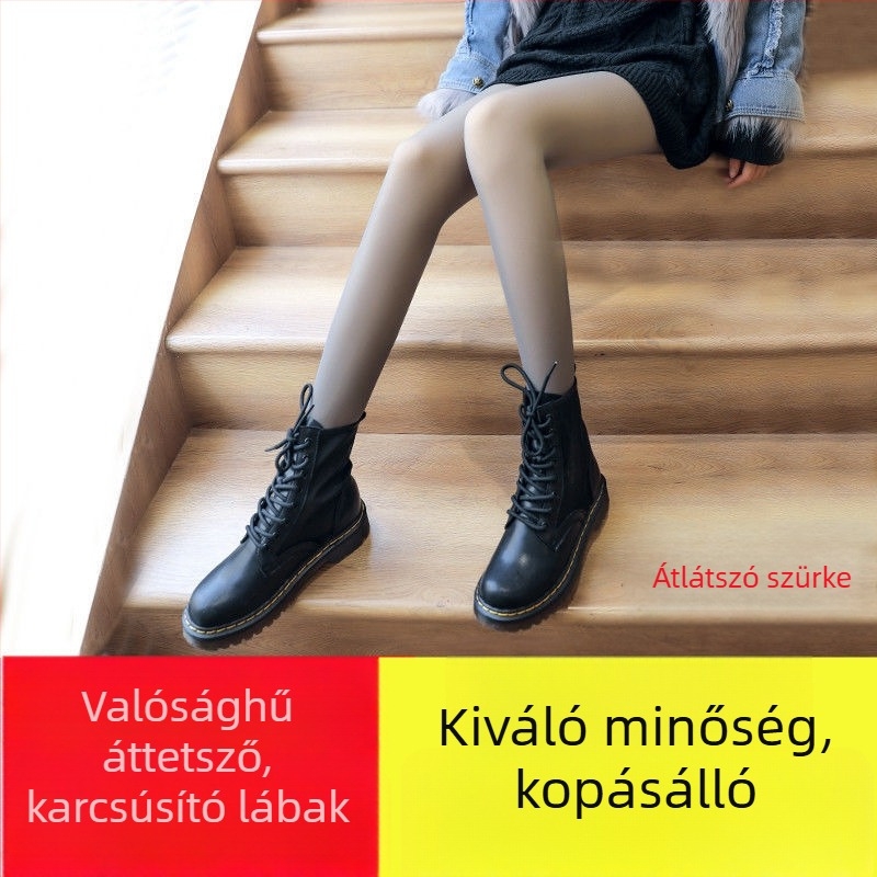 Fleece-béléssel bélelt harisnyanadrág, vastag, egyszínű, akril keverék 70–80% poliészter