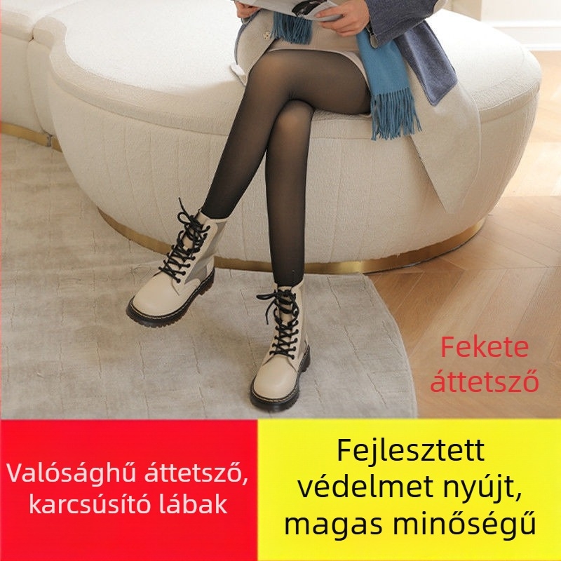 Fleece-béléssel bélelt harisnyanadrág, vastag, egyszínű, akril keverék 70–80% poliészter