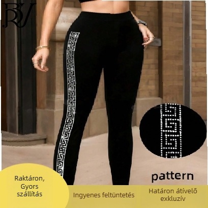 Női poliészter leggings fleece belsővel, varrás nélküli, vastagított, rövid fazon