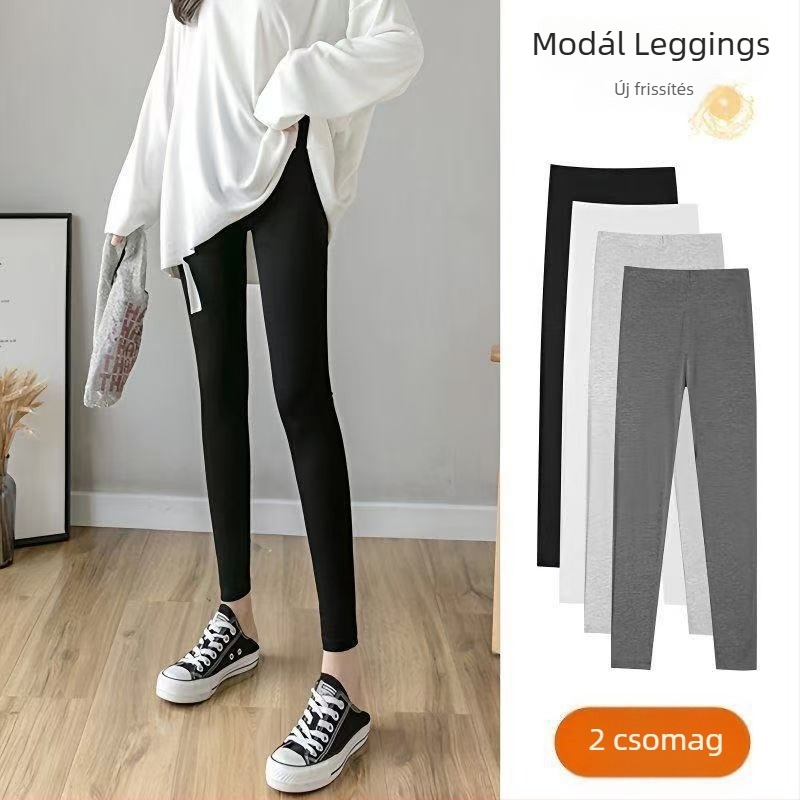 Modál anyagú női leggings, seamless, vékony, plusz méret, meleg, 3/4 hosszú, tavasz–ősz