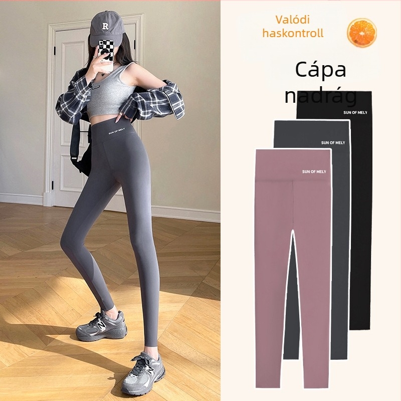 Shark-stílusú női leggings fleece-béléssel, őszi-téli viselet, karcsúsító szabás