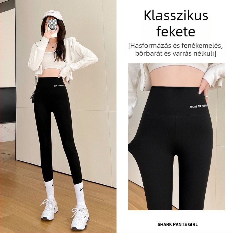 Shark-stílusú női leggings fleece-béléssel, őszi-téli viselet, karcsúsító szabás