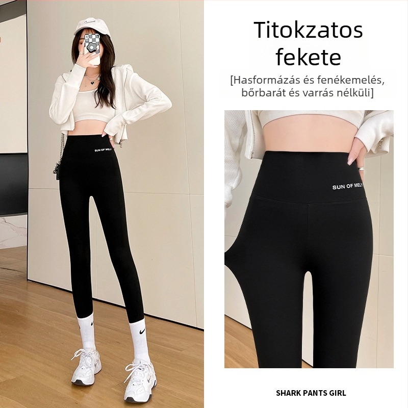 Shark-stílusú női leggings fleece-béléssel, őszi-téli viselet, karcsúsító szabás