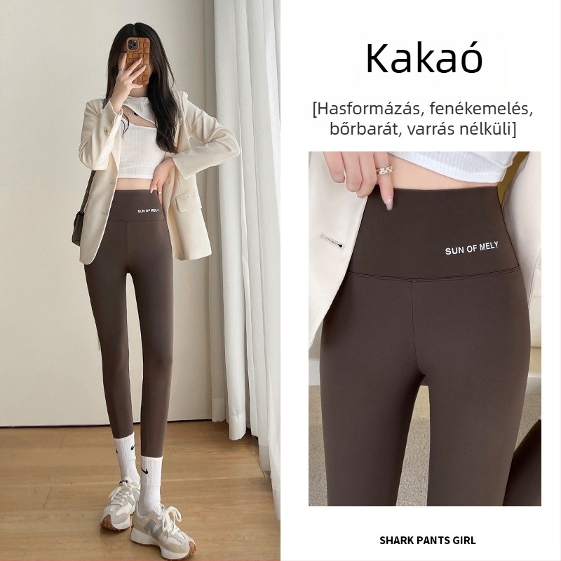 Shark-stílusú női leggings fleece-béléssel, őszi-téli viselet, karcsúsító szabás