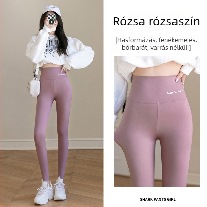 Shark-stílusú női leggings fleece-béléssel, őszi-téli viselet, karcsúsító szabás