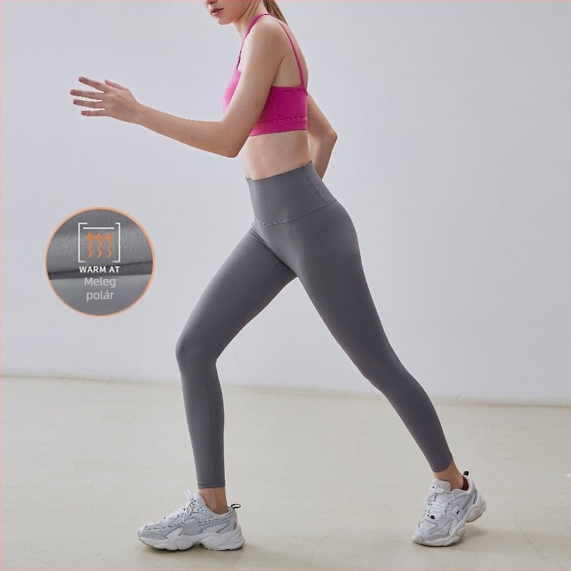 Fleece-béléssel ellátott magas derekú női leggings, hasi kontroll, fenékemelés, karcsúsító jóga nadrág tavaszra