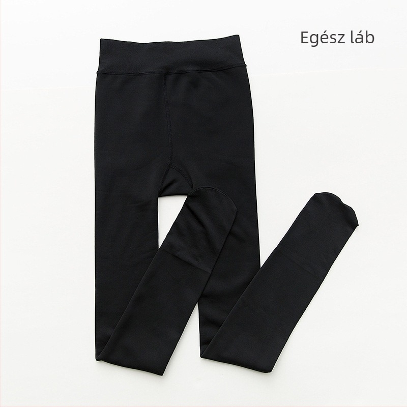 Magas derekú leggings fleece belsővel, imitációs nylonból, vastag kivitel, lábfejes kialakítás, formázó hatás