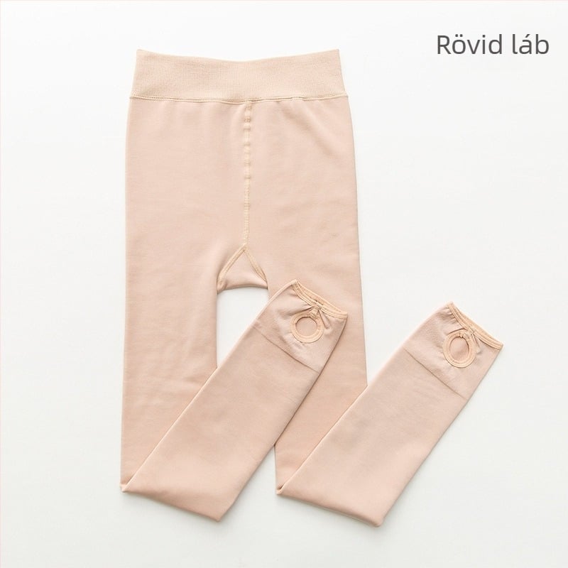 Magas derekú leggings fleece belsővel, imitációs nylonból, vastag kivitel, lábfejes kialakítás, formázó hatás