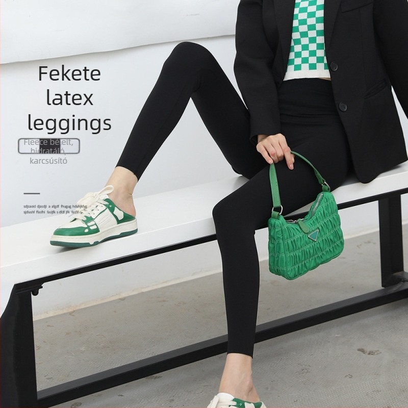 Női nylon-spandex bokáig érő leggings fleece belsővel, meleg és magas rugalmasság