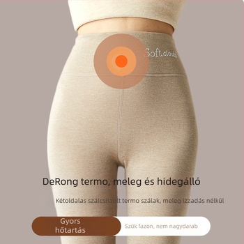 Tinédzser lányok számára hosszú, magas derekú termikus leggings fleece-béléssel