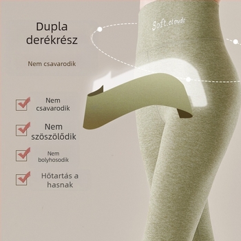 Tinédzser lányok számára hosszú, magas derekú termikus leggings fleece-béléssel