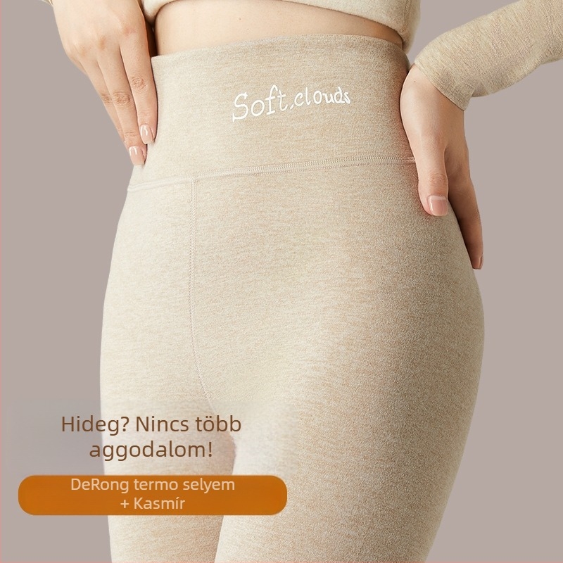 Tinédzser lányok számára hosszú, magas derekú termikus leggings fleece-béléssel