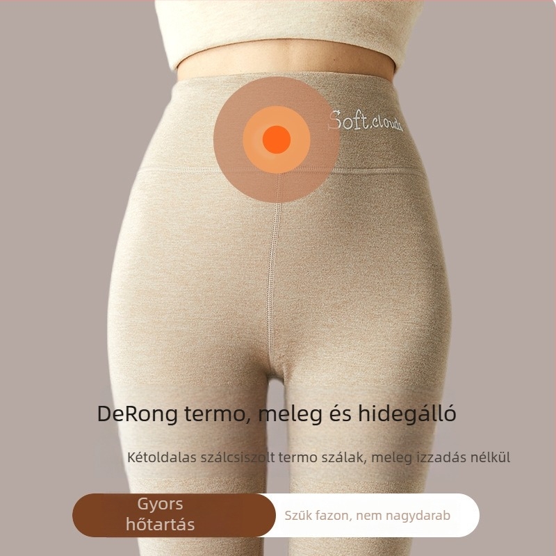 Tinédzser lányok számára hosszú, magas derekú termikus leggings fleece-béléssel