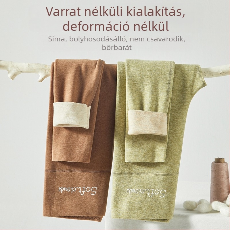 Tinédzser lányok számára hosszú, magas derekú termikus leggings fleece-béléssel