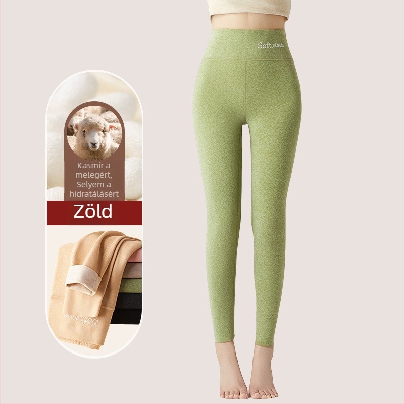 Tinédzser lányok számára hosszú, magas derekú termikus leggings fleece-béléssel