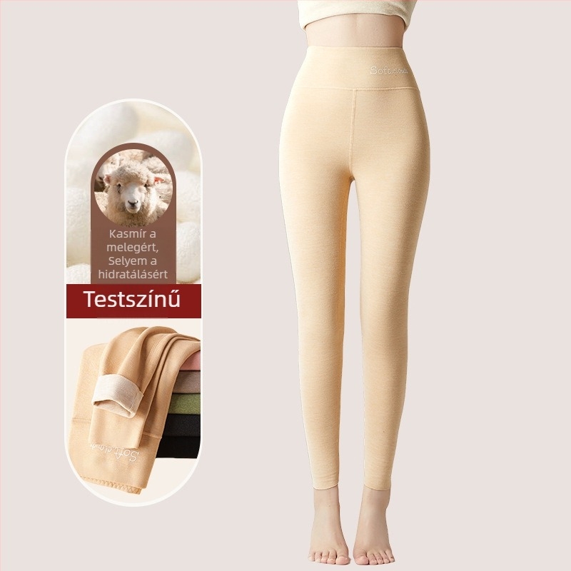 Tinédzser lányok számára hosszú, magas derekú termikus leggings fleece-béléssel