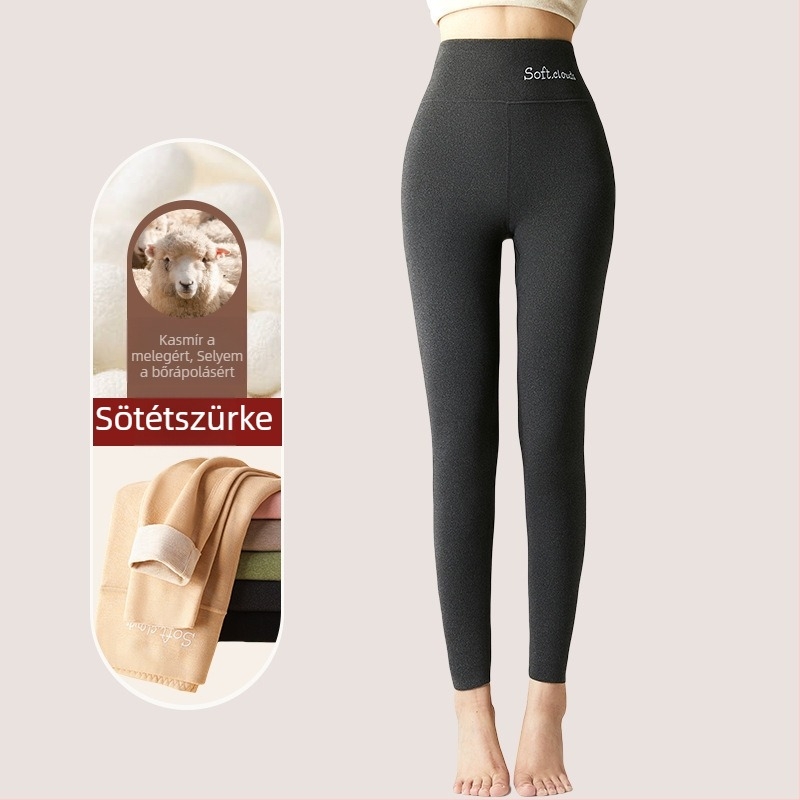 Tinédzser lányok számára hosszú, magas derekú termikus leggings fleece-béléssel