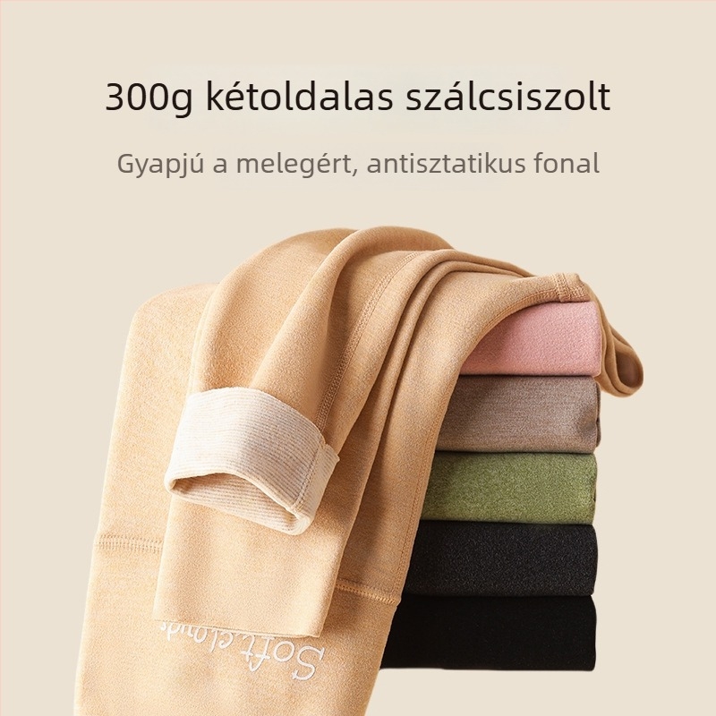 Tinédzser lányok számára hosszú, magas derekú termikus leggings fleece-béléssel