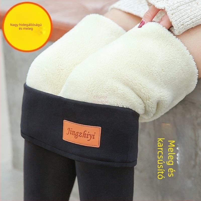All-in-One fleece-béléssel bélelt, lazán szabott téli nadrág, magas derékkal, meleg, 90–95% fő anyag, 2025 tavasz