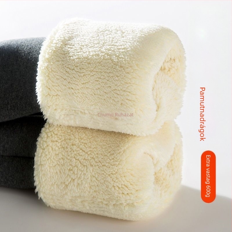 All-in-One fleece-béléssel bélelt, lazán szabott téli nadrág, magas derékkal, meleg, 90–95% fő anyag, 2025 tavasz