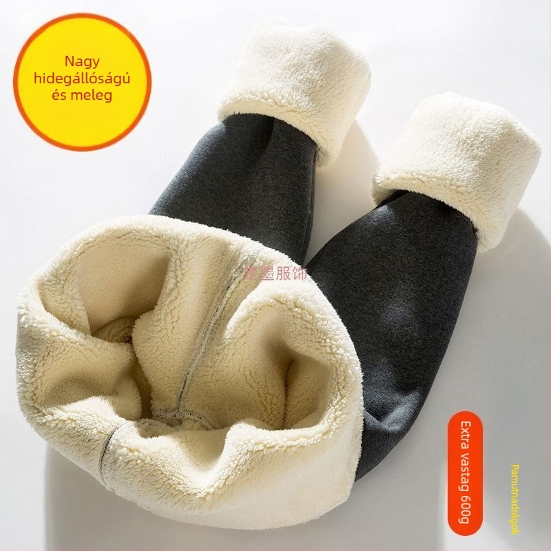 All-in-One fleece-béléssel bélelt, lazán szabott téli nadrág, magas derékkal, meleg, 90–95% fő anyag, 2025 tavasz