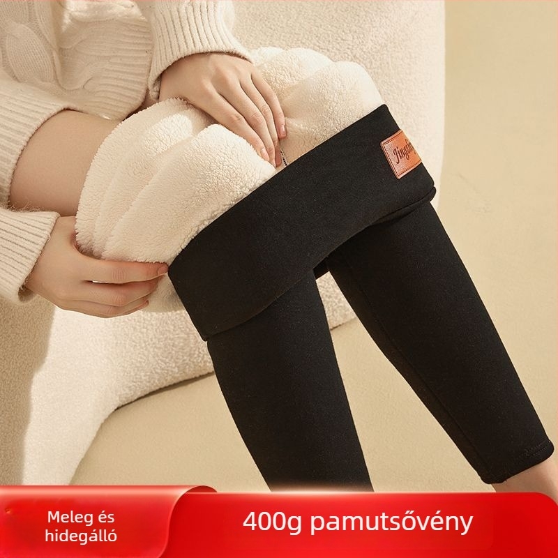 All-in-One fleece-béléssel bélelt, lazán szabott téli nadrág, magas derékkal, meleg, 90–95% fő anyag, 2025 tavasz