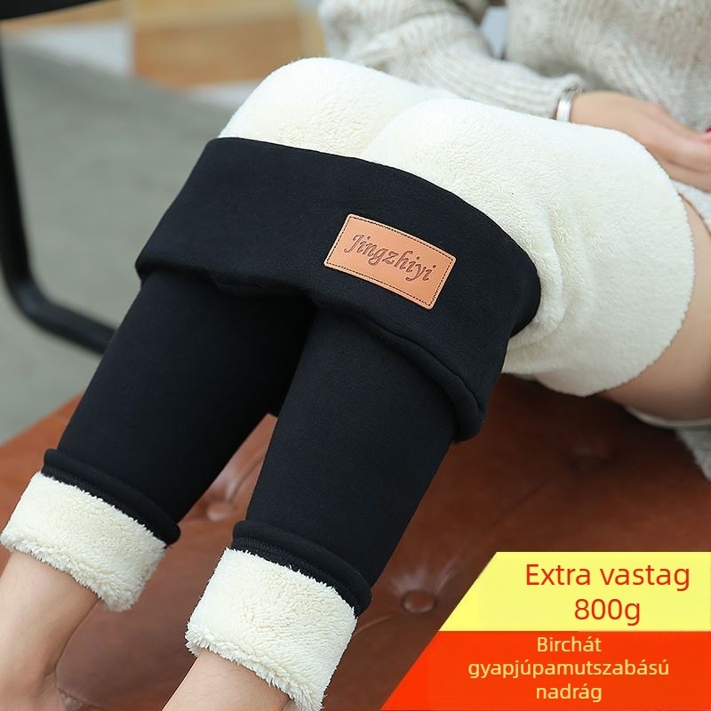 All-in-One fleece-béléssel bélelt, lazán szabott téli nadrág, magas derékkal, meleg, 90–95% fő anyag, 2025 tavasz