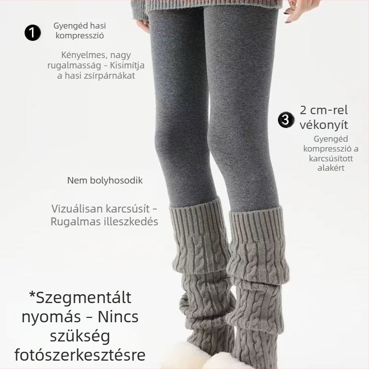 Téli meleg, magas derekú, egyszínű harisnyanadrág fleece béléssel