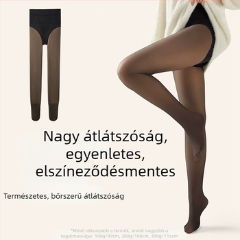 Fleece bevonat fekete harisnya, magas derekú, hasformázó hatás, őszi-téli viselet, nude hatás