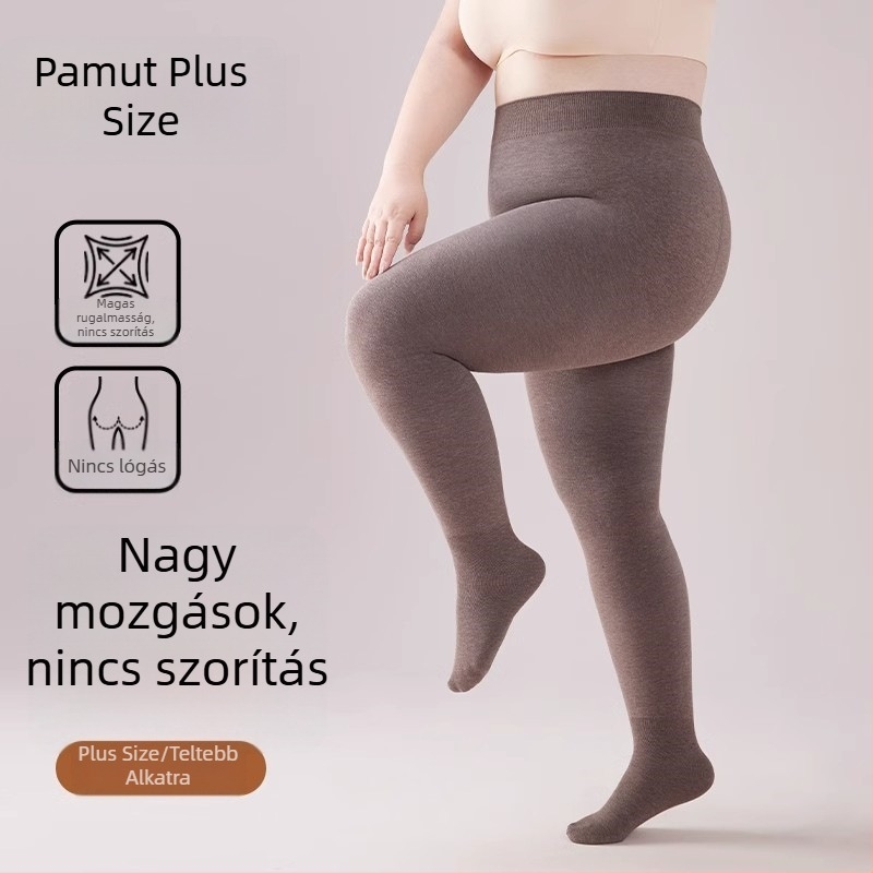 Plusz méretű meleg pamut alakformáló leggings nők számára, hasformázó, szín tejkávé