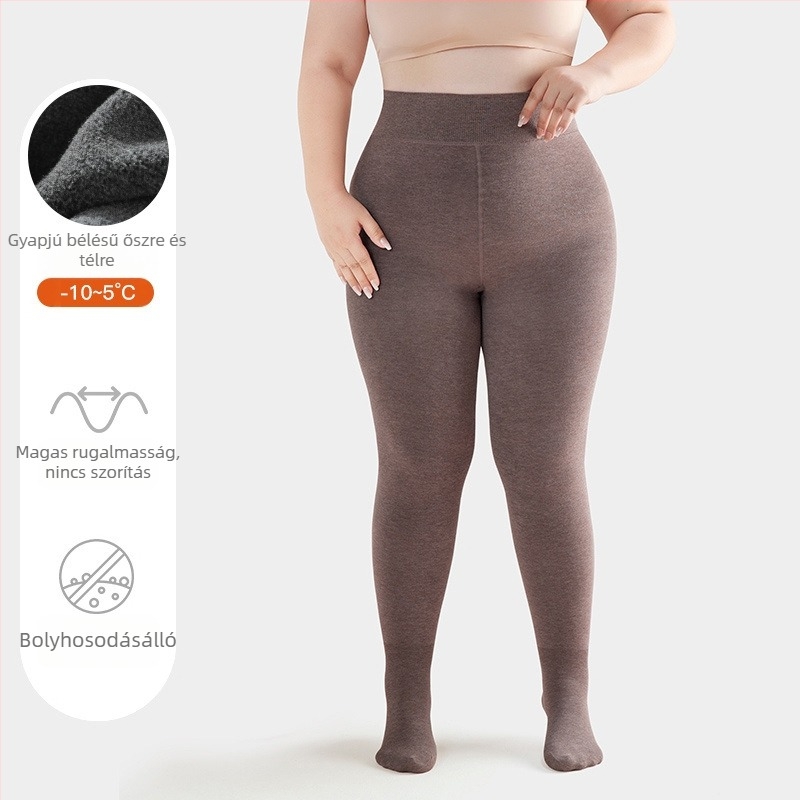 Plusz méretű meleg pamut alakformáló leggings nők számára, hasformázó, szín tejkávé