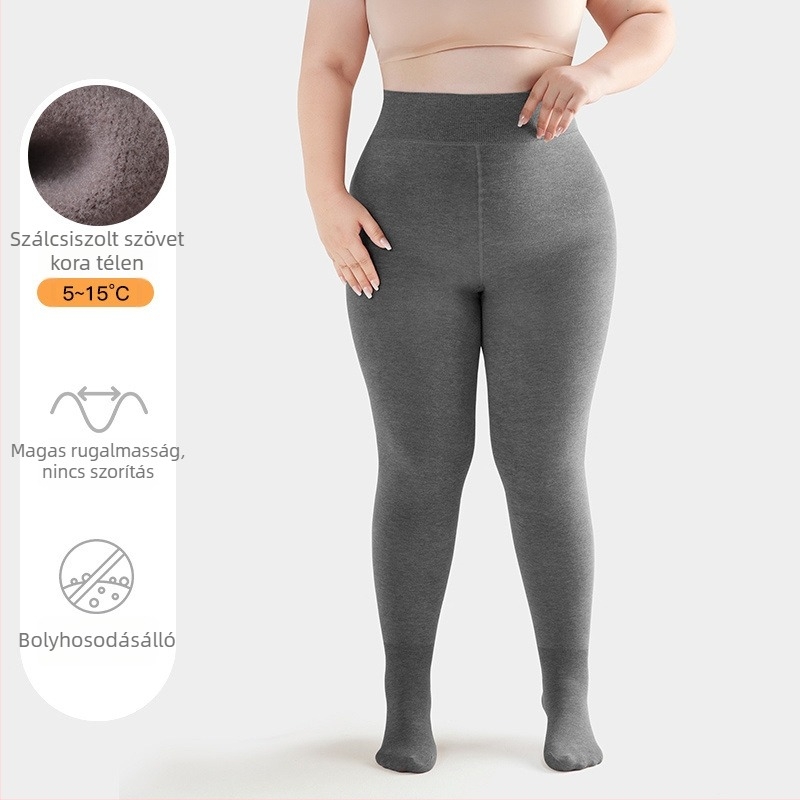 Plusz méretű meleg pamut alakformáló leggings nők számára, hasformázó, szín tejkávé