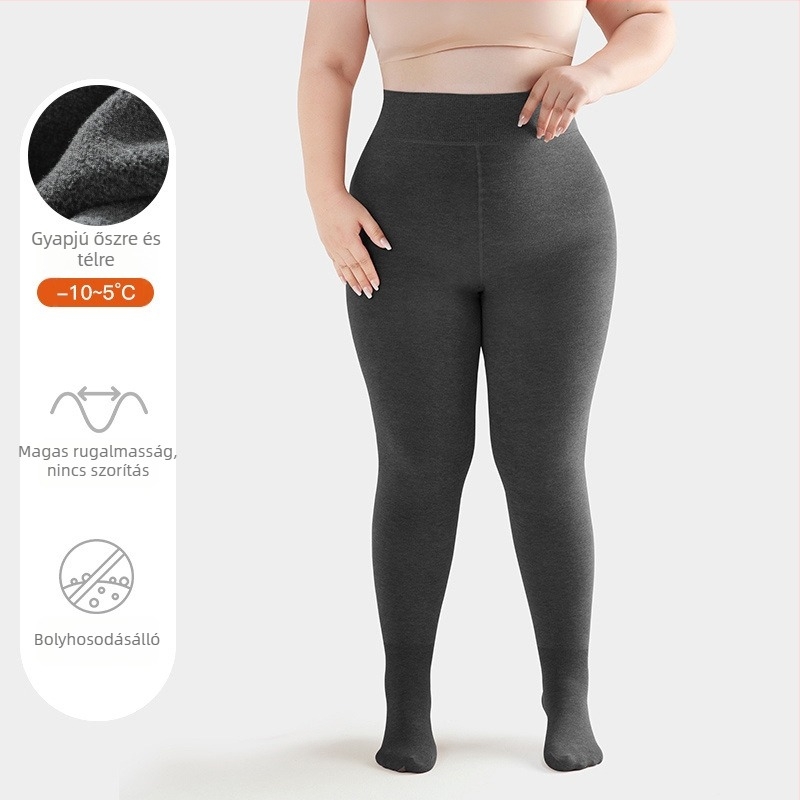 Plusz méretű meleg pamut alakformáló leggings nők számára, hasformázó, szín tejkávé