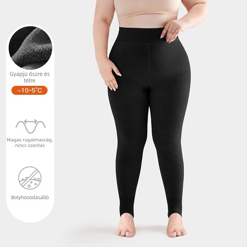 Plusz méretű meleg pamut alakformáló leggings nők számára, hasformázó, szín tejkávé